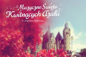 Plakat zamek z azaliami